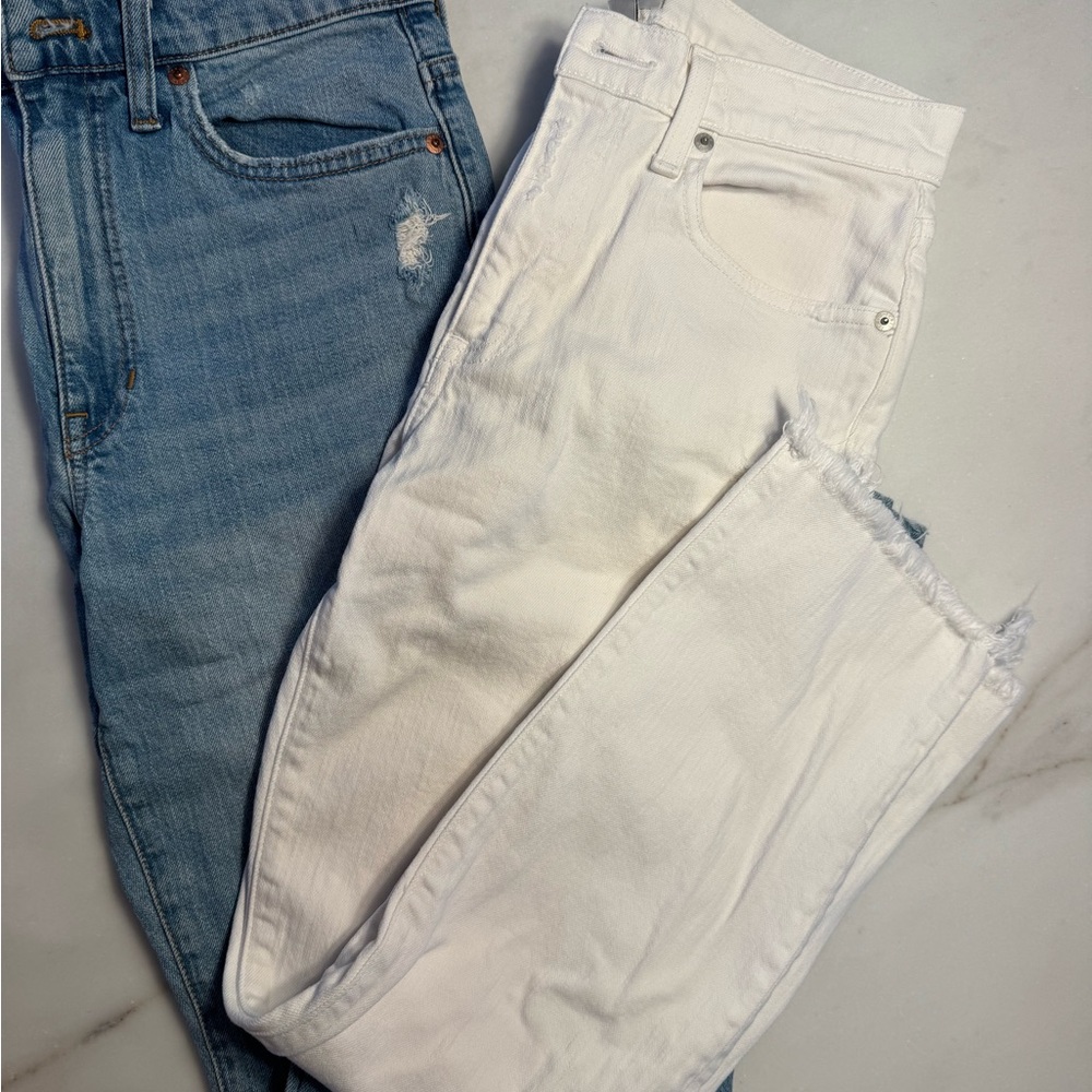 J. Crew Light Blue and White Cropped Jeans